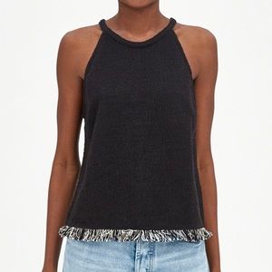 NEW Zara Trafaluc Tweed Contrast Fringe Tank Top
